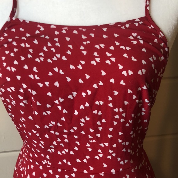 Confetti Heart Print Crisscross Tie Backless Cami Summer Dress Size Small - Picture 5 of 9